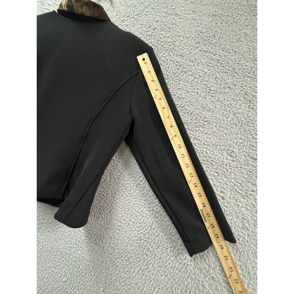 Vintage Positive Attitude Blazer Womens 12 Black Animal Print Detachable Collar - Picture 10 of 12